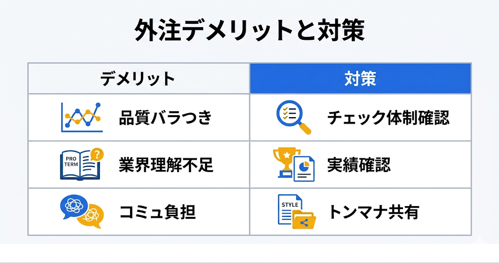 記事制作の外注で失敗しないために|費用相場・外注先の種類・選び方を徹底解説|外注のデメリットと対策