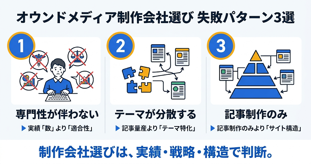 オウンドメディア制作会社選びの失敗パターン3選